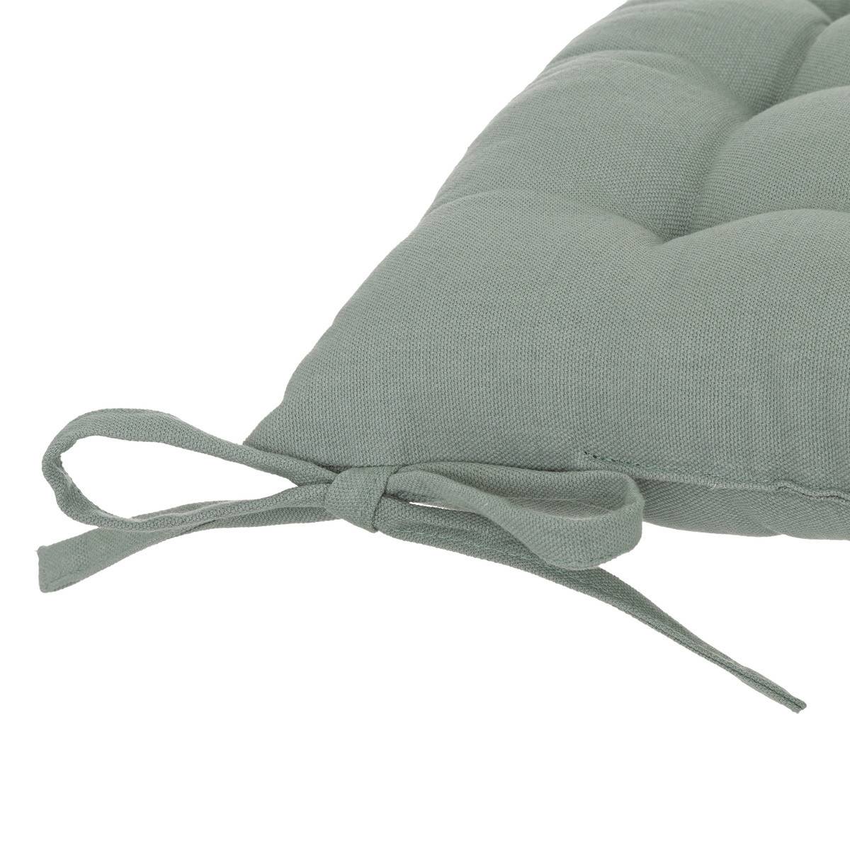 Lot de 2 Galettes de chaise en Coton Vert Céladon 38 x 38 cm - Image 2