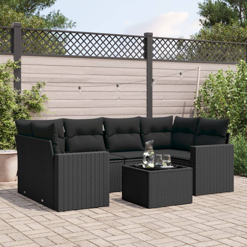ComfortXL - Salon de Jardin d'Angle 6 Places avec Rangement Résine Tressée Noire et Table Basse Verre – ComfortXL Outdoor Living - Image 1