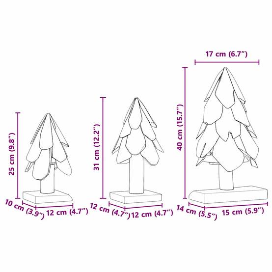 Lot de 3 sapins de Noël rustiques en bois de teck massif décoration Marron – ComfortXL Outdoor Living - Image 10