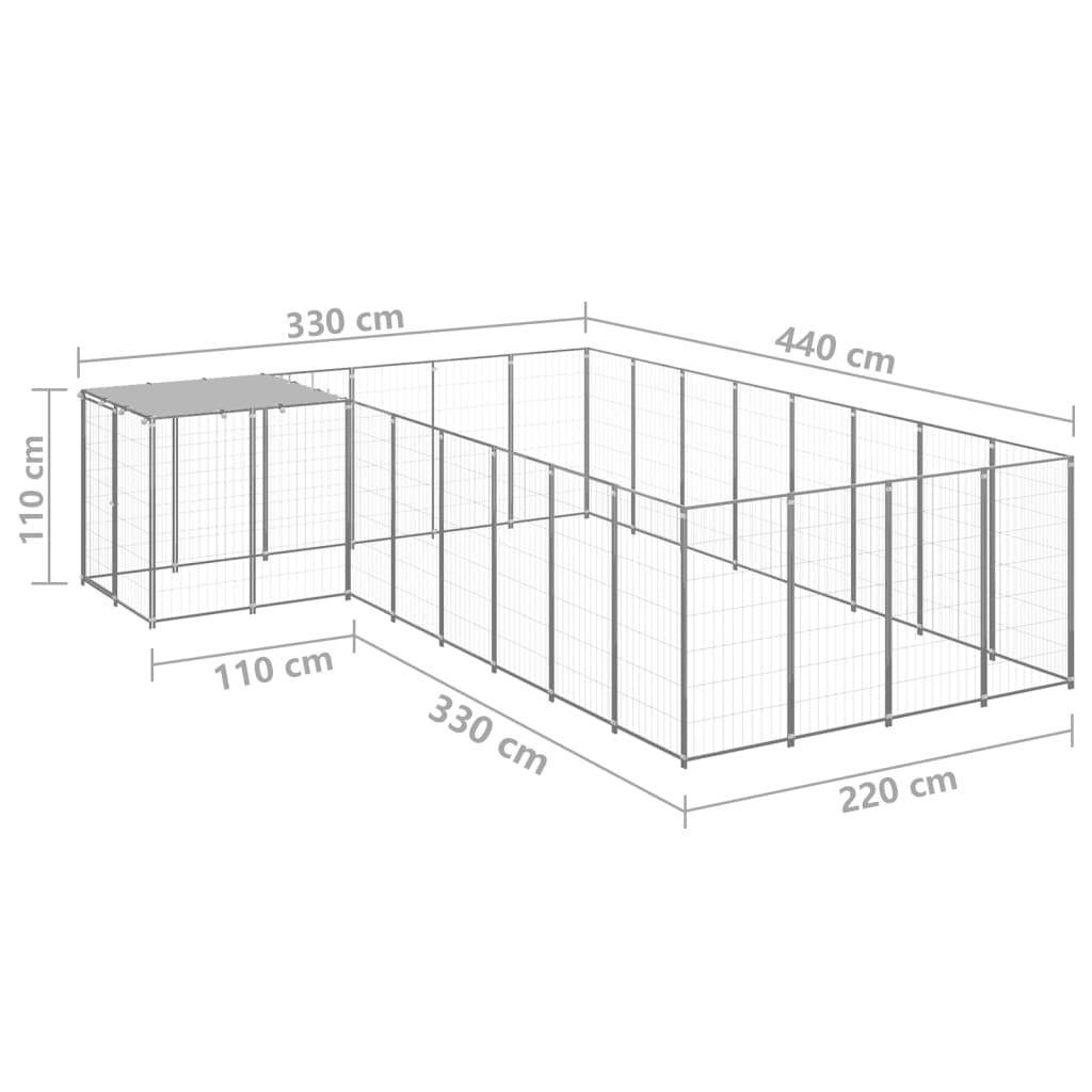 Helloshop26 - Chenil extérieur cage enclos parc animaux chien argenté 10,89 m² acier - Image 2