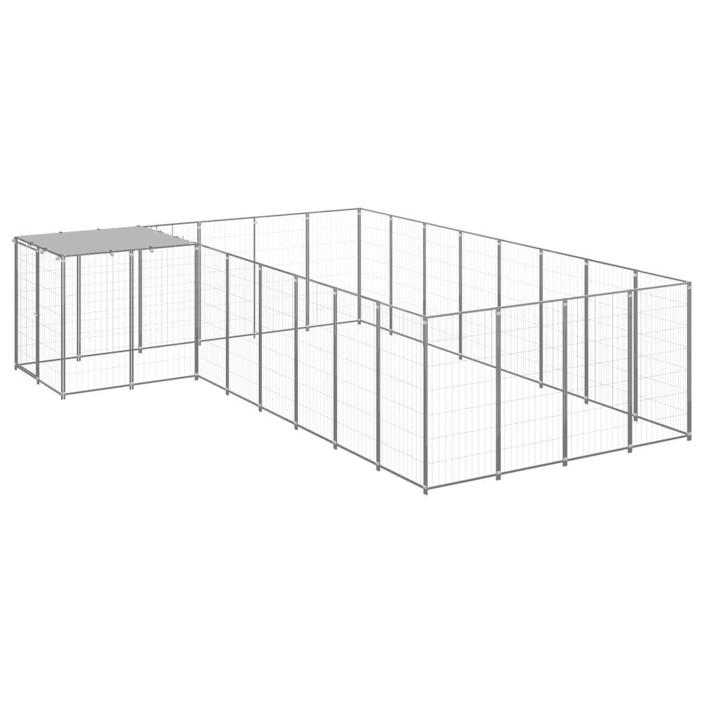 Helloshop26 - Chenil extérieur cage enclos parc animaux chien argenté 10,89 m² acier - Image 1