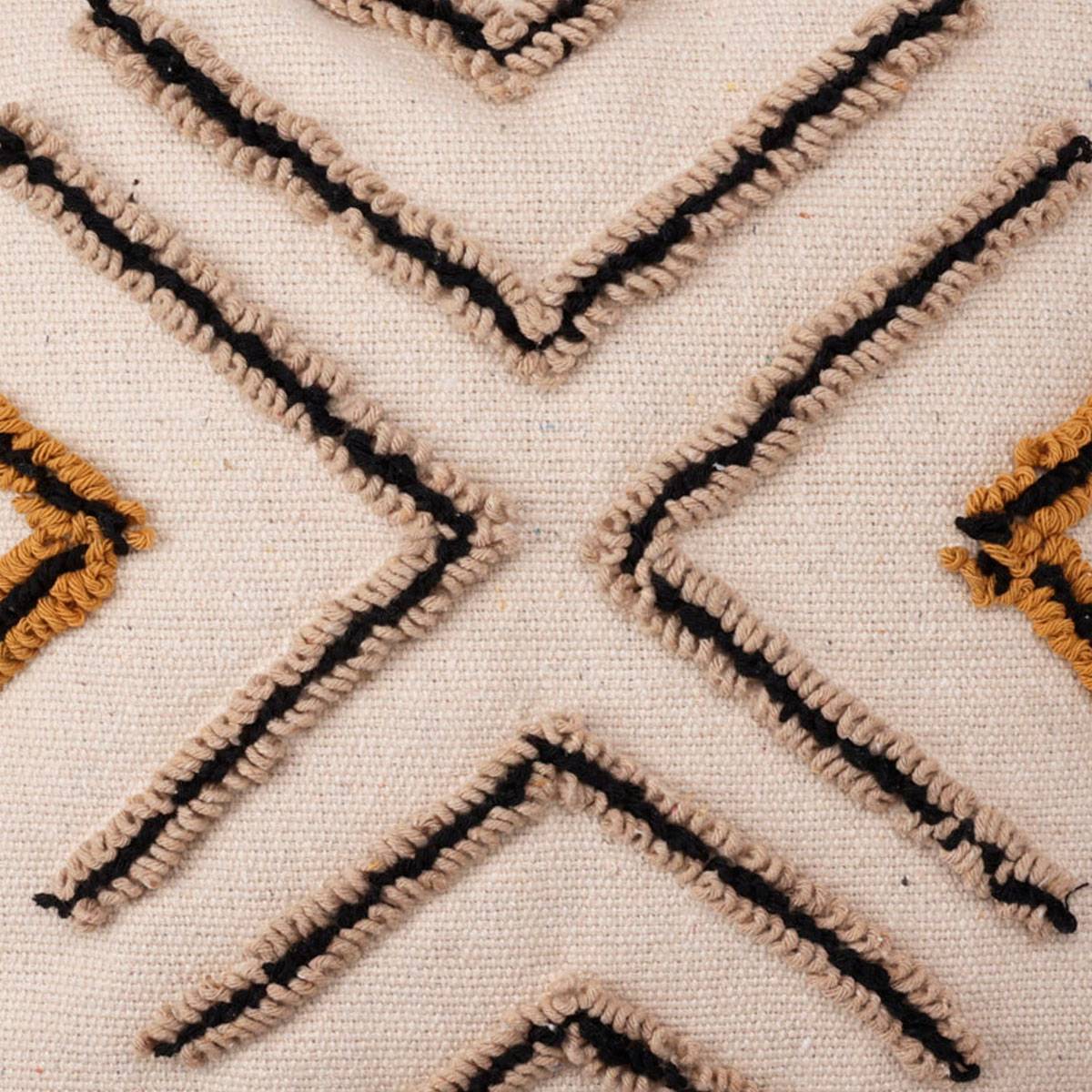 Coussin noir et beige avec franges 45 x 45 cm - Cémonjardin - Image 3