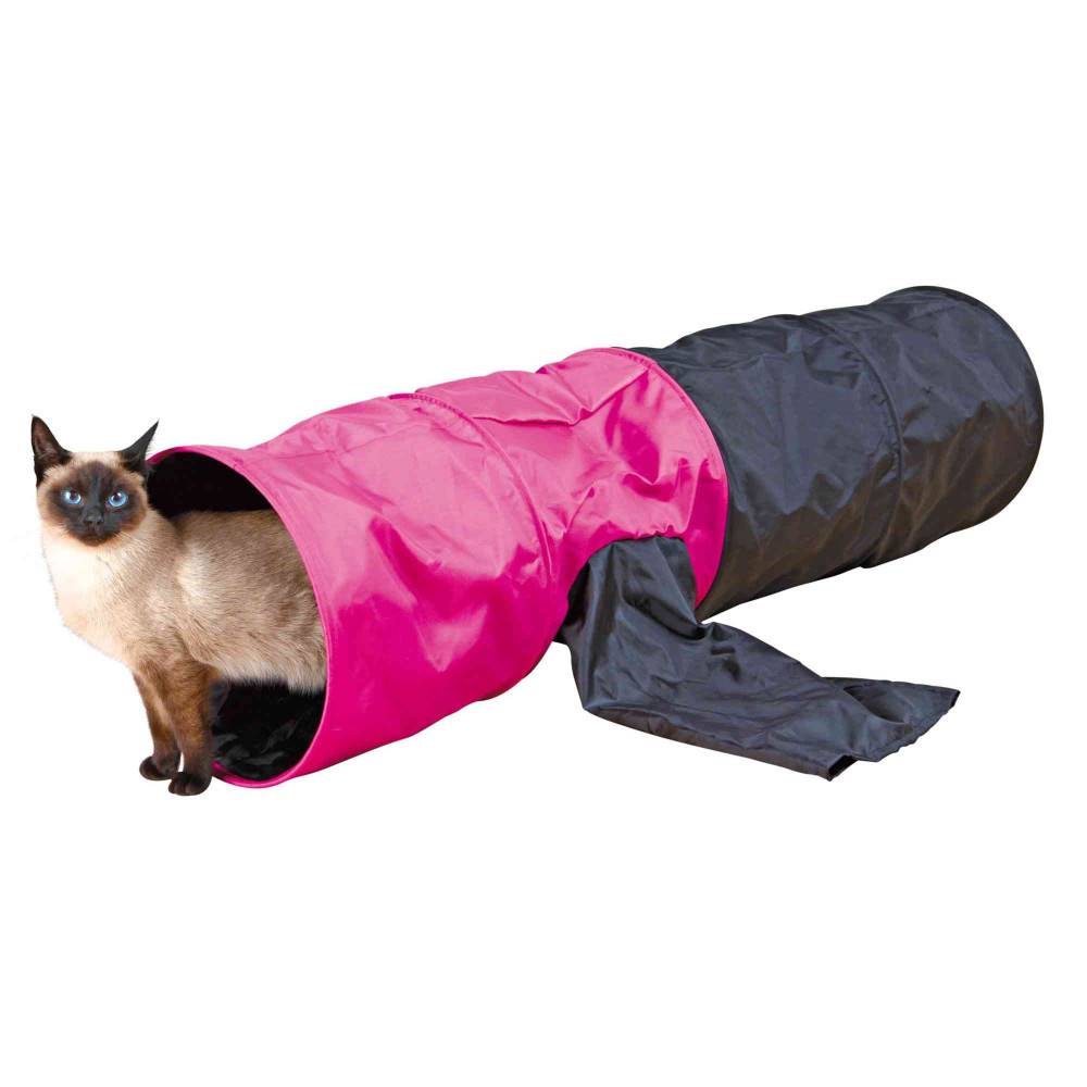 Trixie - Tunnel de jeu ø 30 × 115 cm pour chat et chiot coloris noir et rose - Image 1