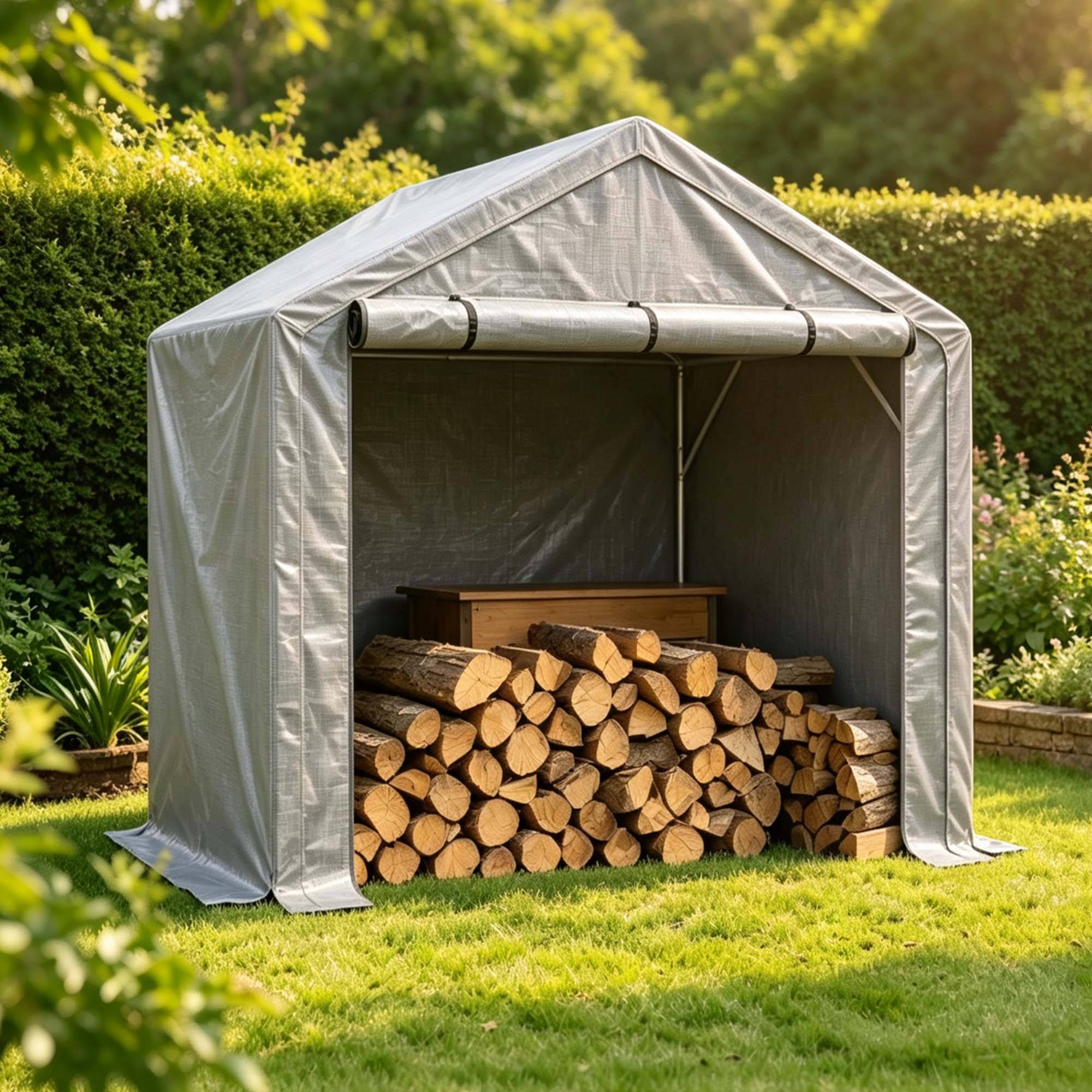 Abri de rangement 190×170×200cm, garage à vélos, tente de garage, abri de jardin, tente de stockage pour outils, gris foncé - Image 8