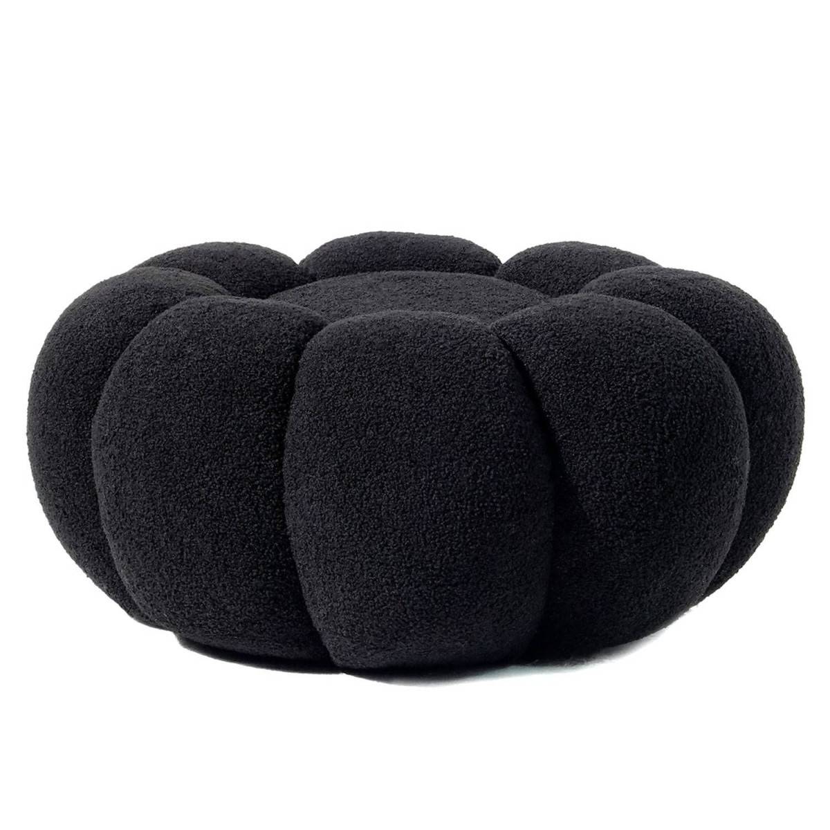 Pouf Design Fleur "Bouclette" 61cm Noir - Image 1