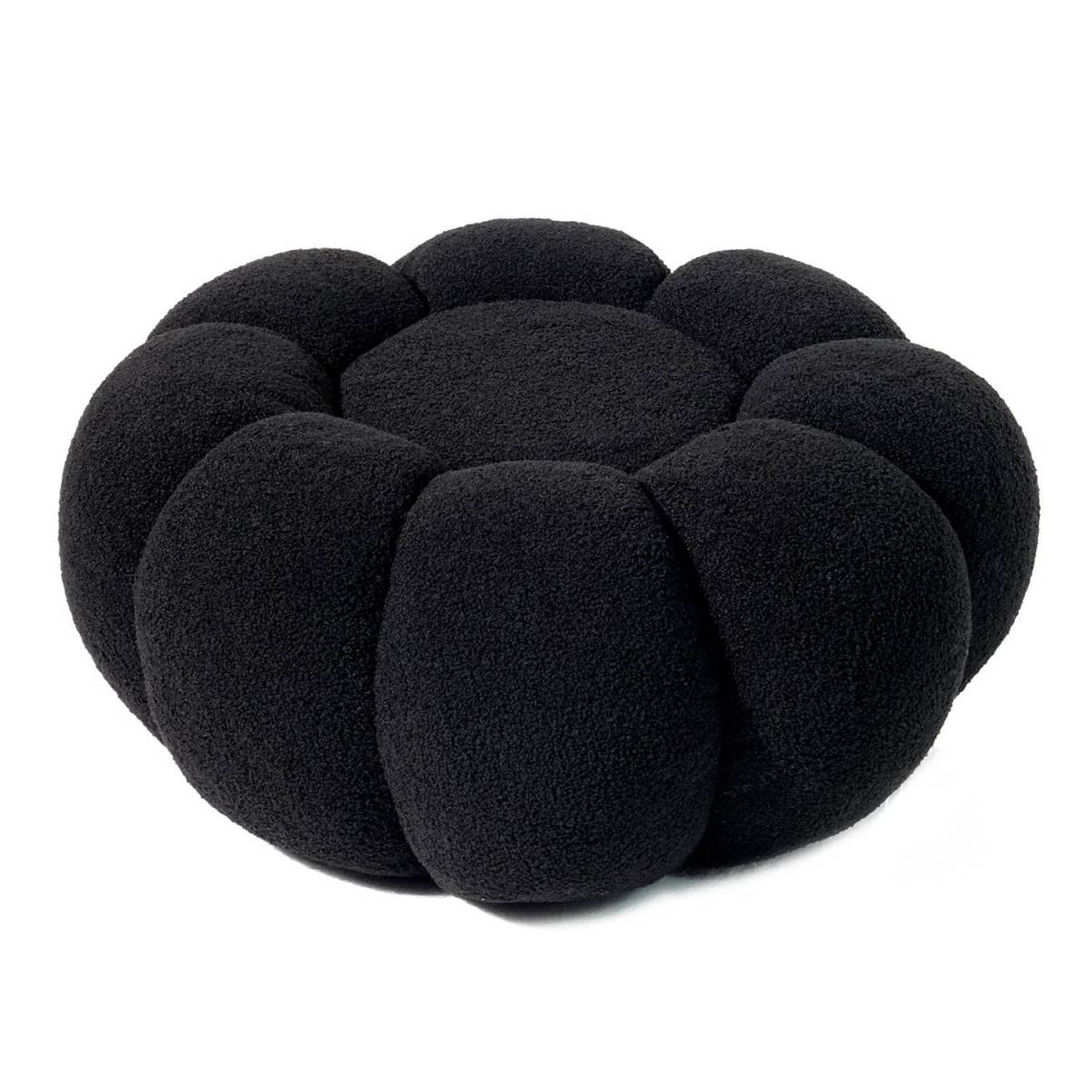 Pouf Design Fleur "Bouclette" 61cm Noir - Image 2