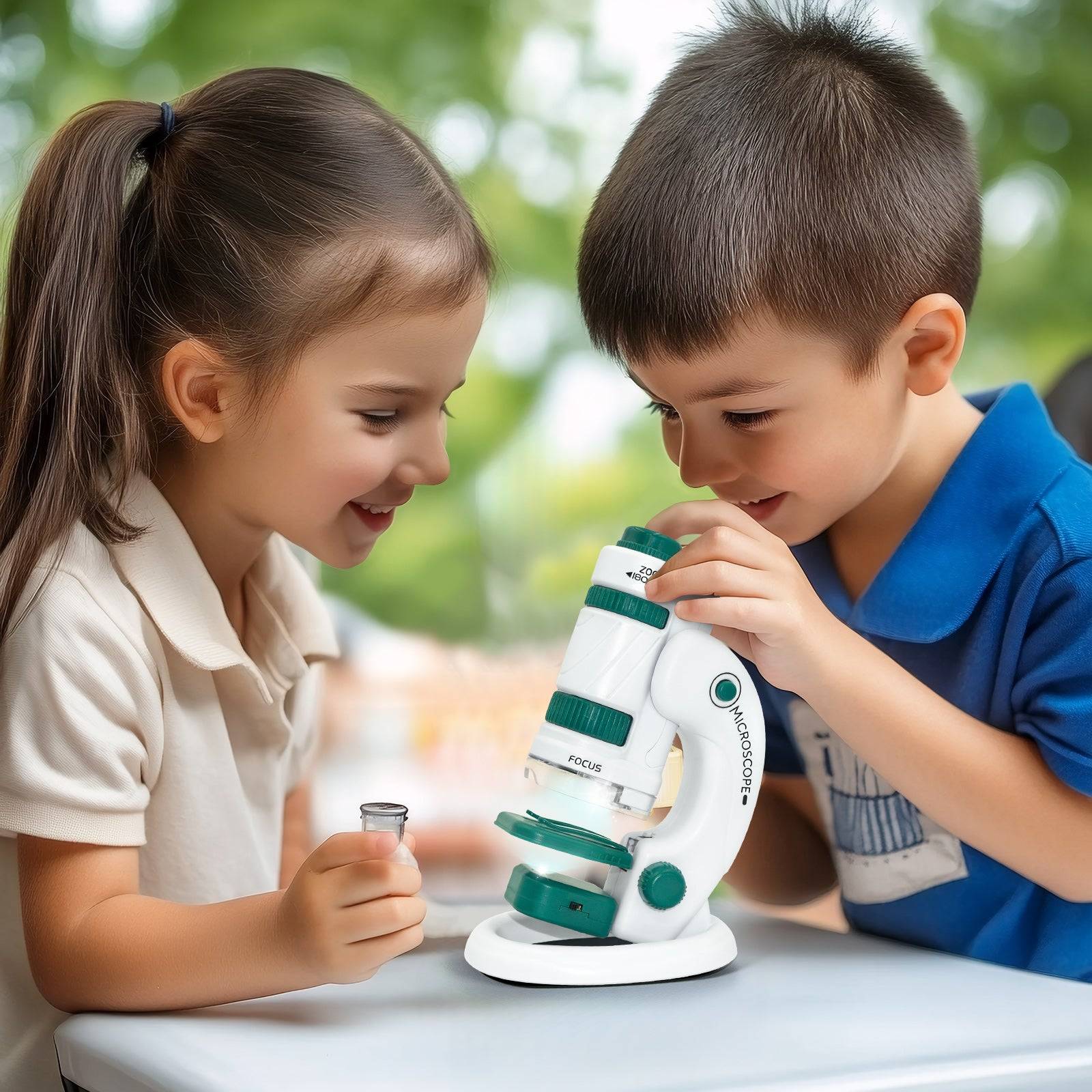 Todeco Microscope 60x-180x Pour Enfants Et Étudiants - Kit Complet Avec 12 Lames, LED 2 En 1, Base Détachable - Observation Microbiologique, Cadeau STEM