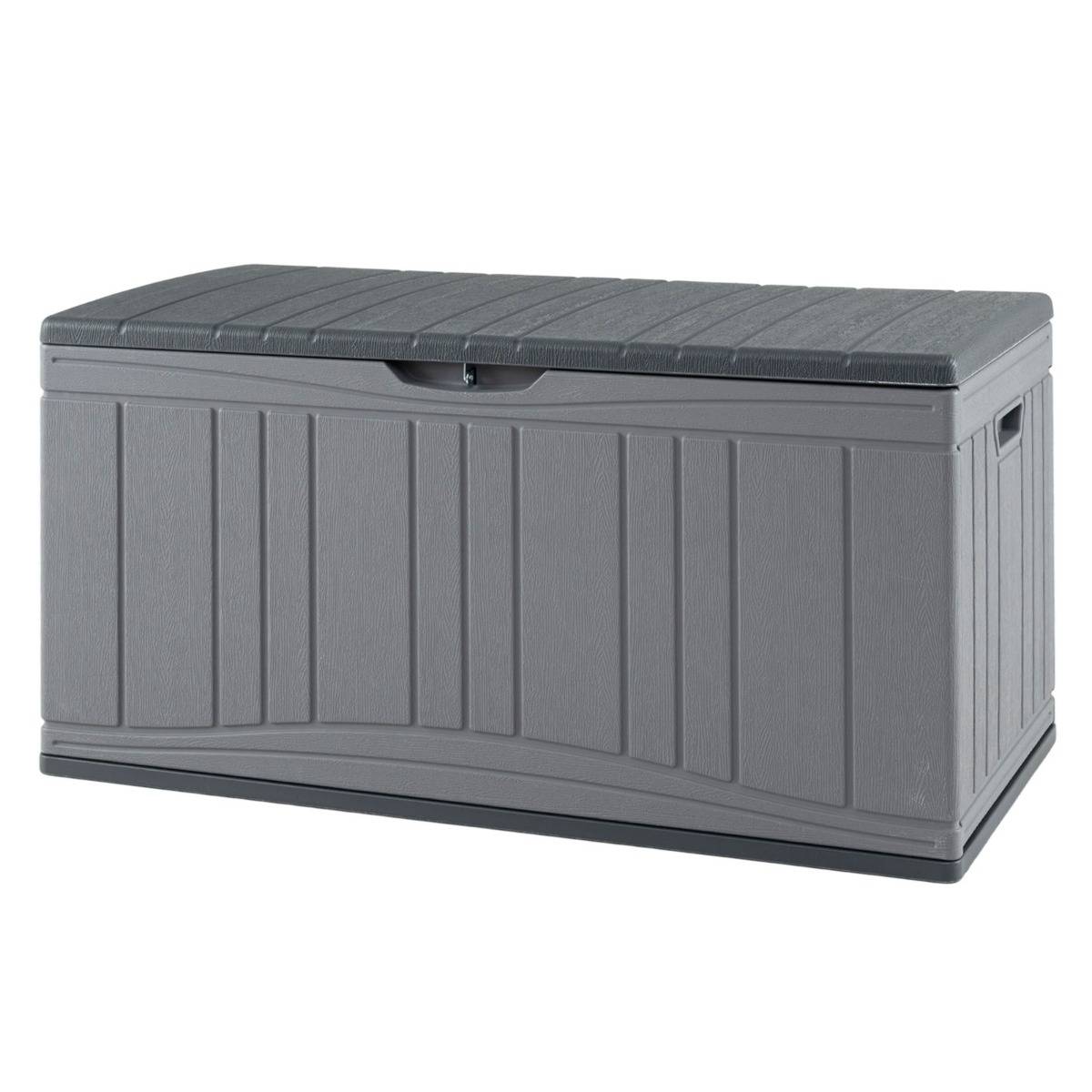 Coffre de Rangement pour Patio Boîte de Rangement 300L HDPE avec Vérins à Gaz Gris - Image 1