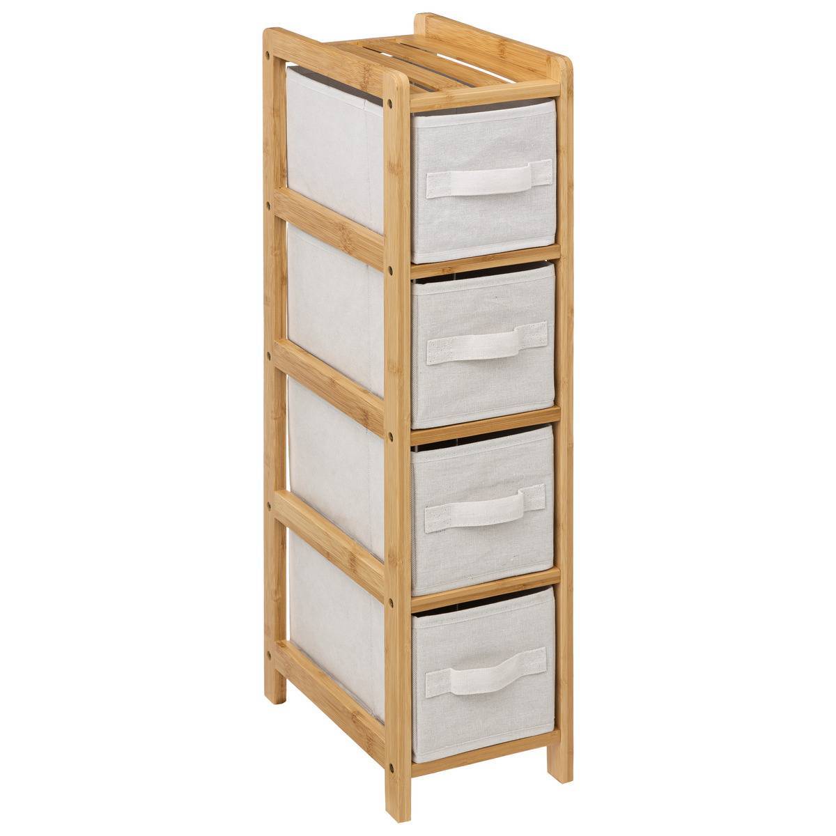 Étagère fine avec 4 paniers "Tidy box" en bambou - 5five - Image 1