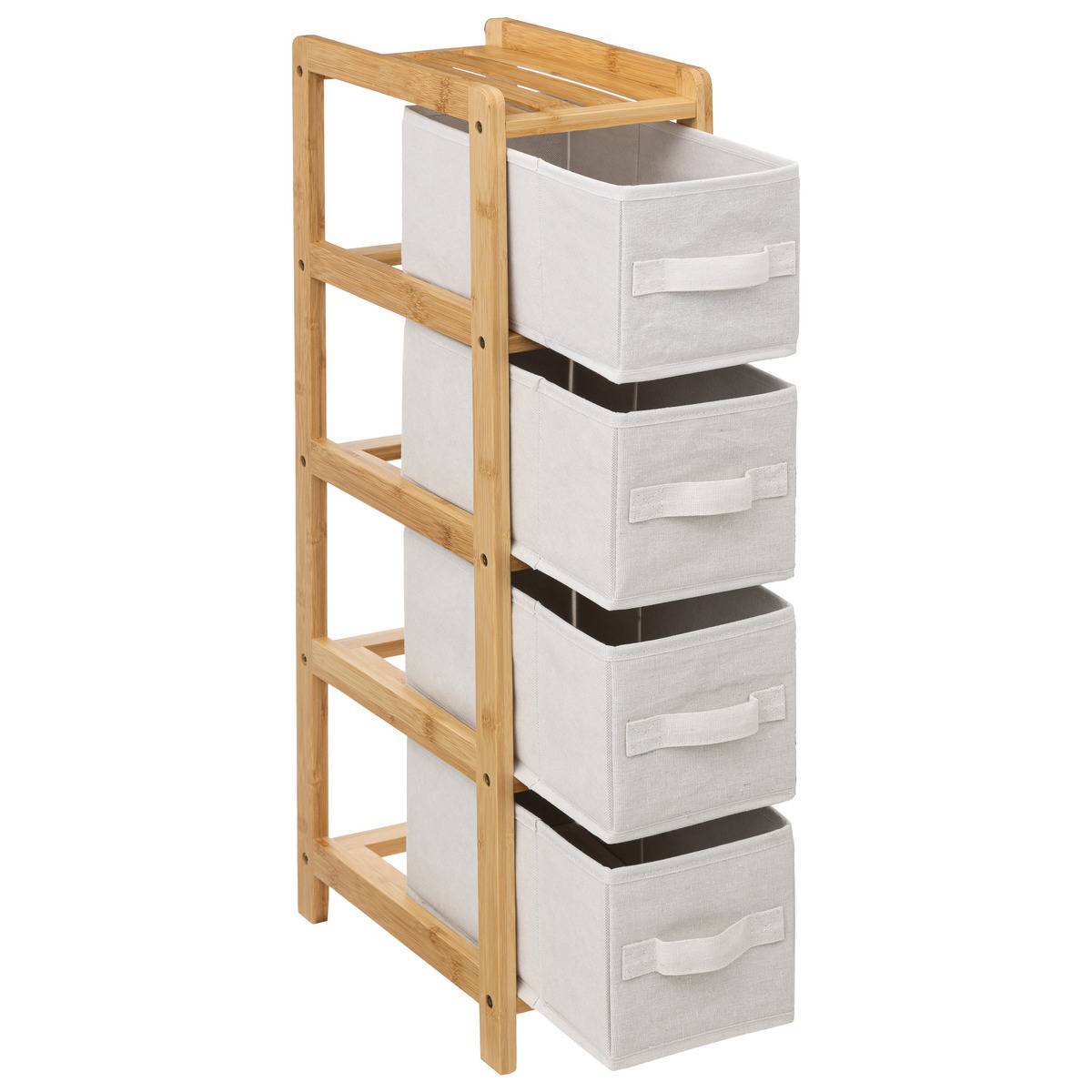 Étagère fine avec 4 paniers "Tidy box" en bambou - 5five - Image 4