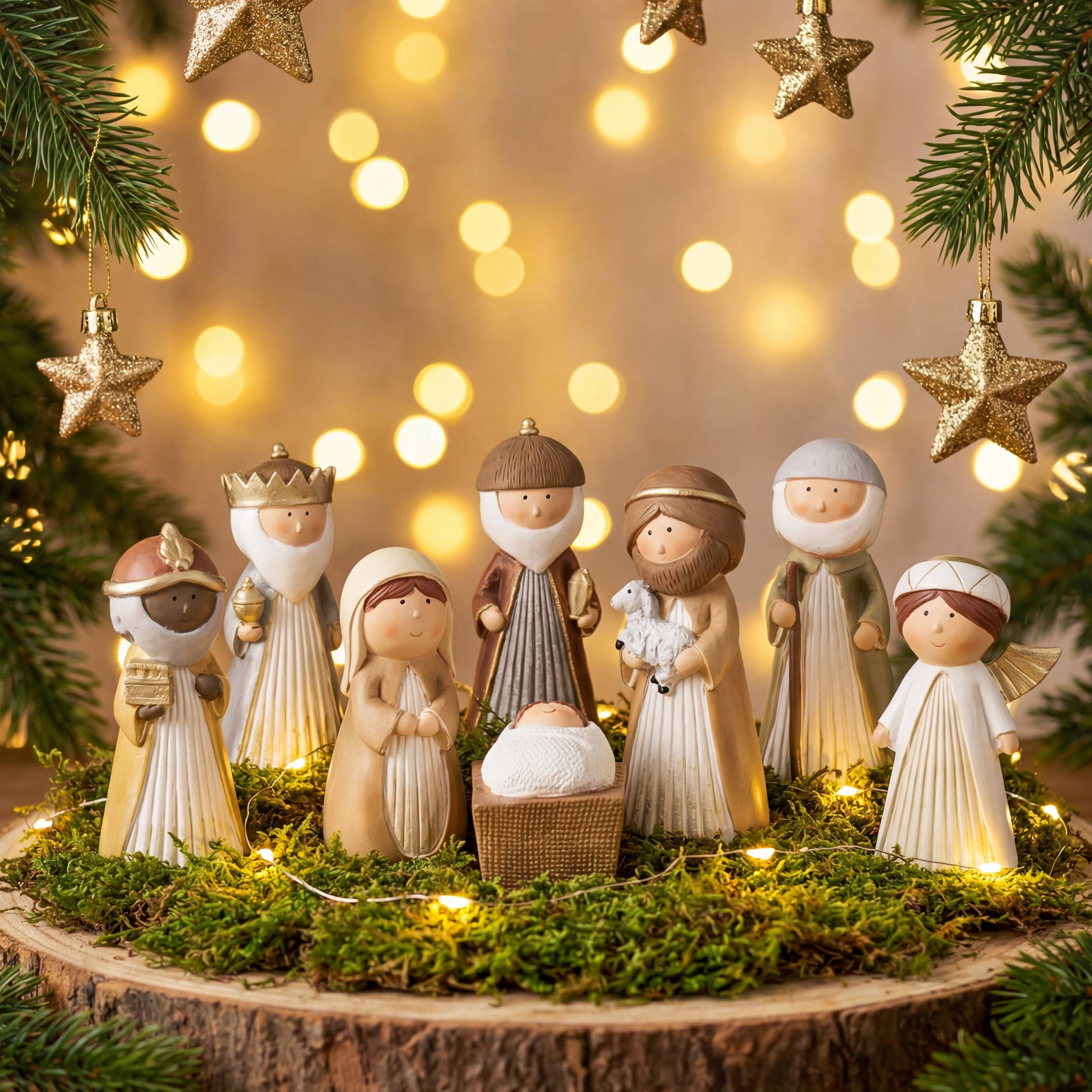 Atmosphera - Lot de 8 santons Tumma en résine H. 12 cm - Atmosphera Créateur d'intérieur - Image 1