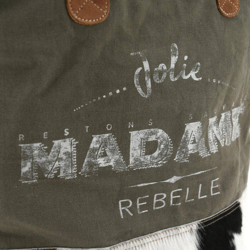 Aubry Gaspard - Sac en coton et peau de vache Madame rebelle - Image 4