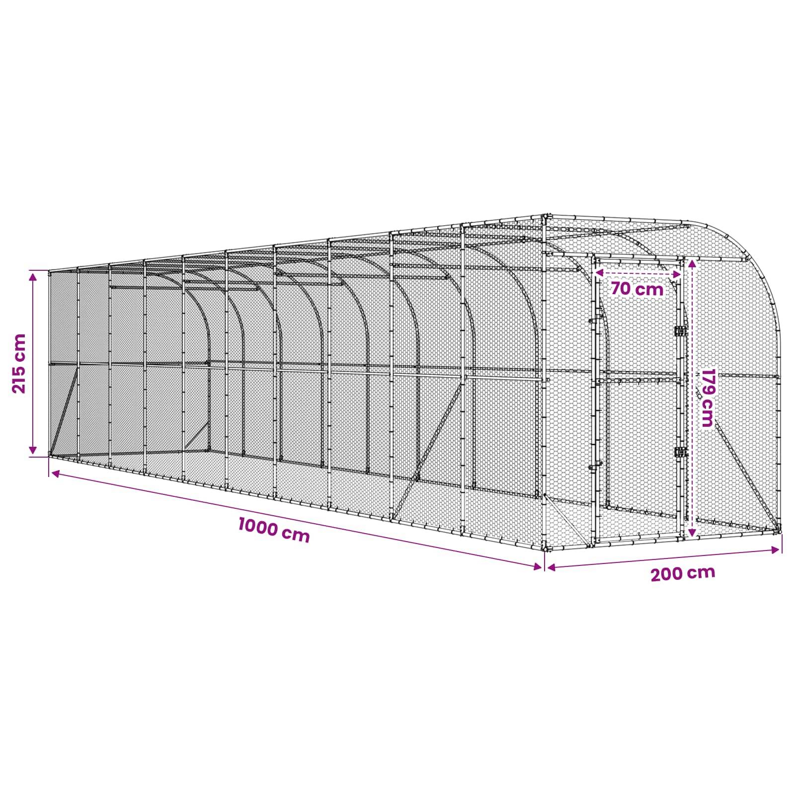 Vidaxl - Poulailler contre le mur Argenté 600 x 150 x 215 cm vidaXL 3434734 - Image 3