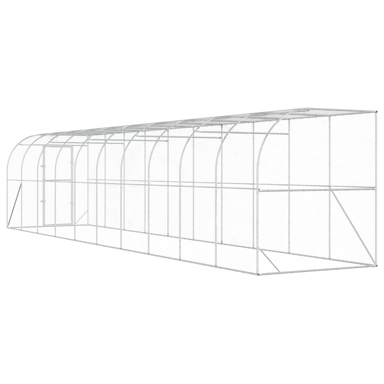 Vidaxl - Poulailler contre le mur Argenté 600 x 150 x 215 cm vidaXL 3434734 - Image 7