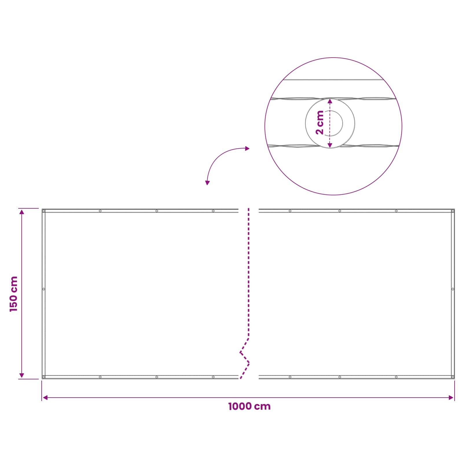 Écran de confidentialité balcon polyester noir 1000 x 150 cm - PANGIVO - Image 6