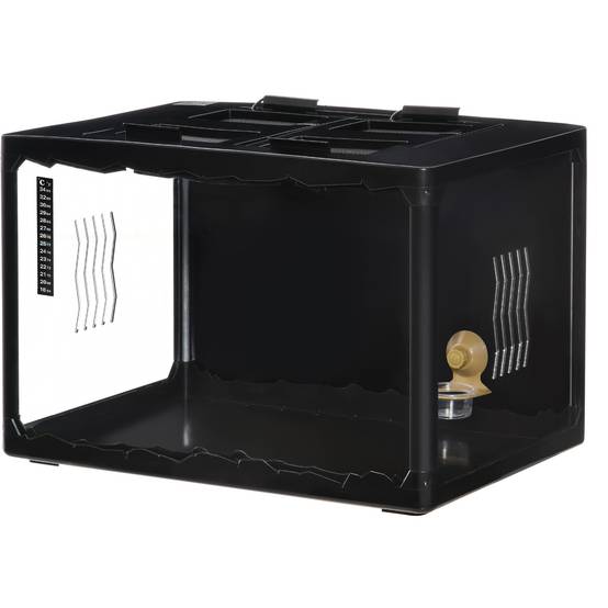 Terrarium Reptiles Acrylique Maison Température Réglable 60x40cm Noir - ComfortXL Outdoor Living - Image 2