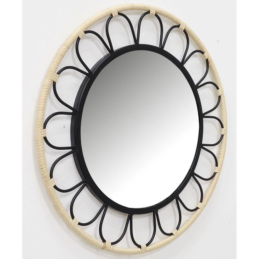 Aubry Gaspard - Miroir fleur en métal et rotin - Image 4