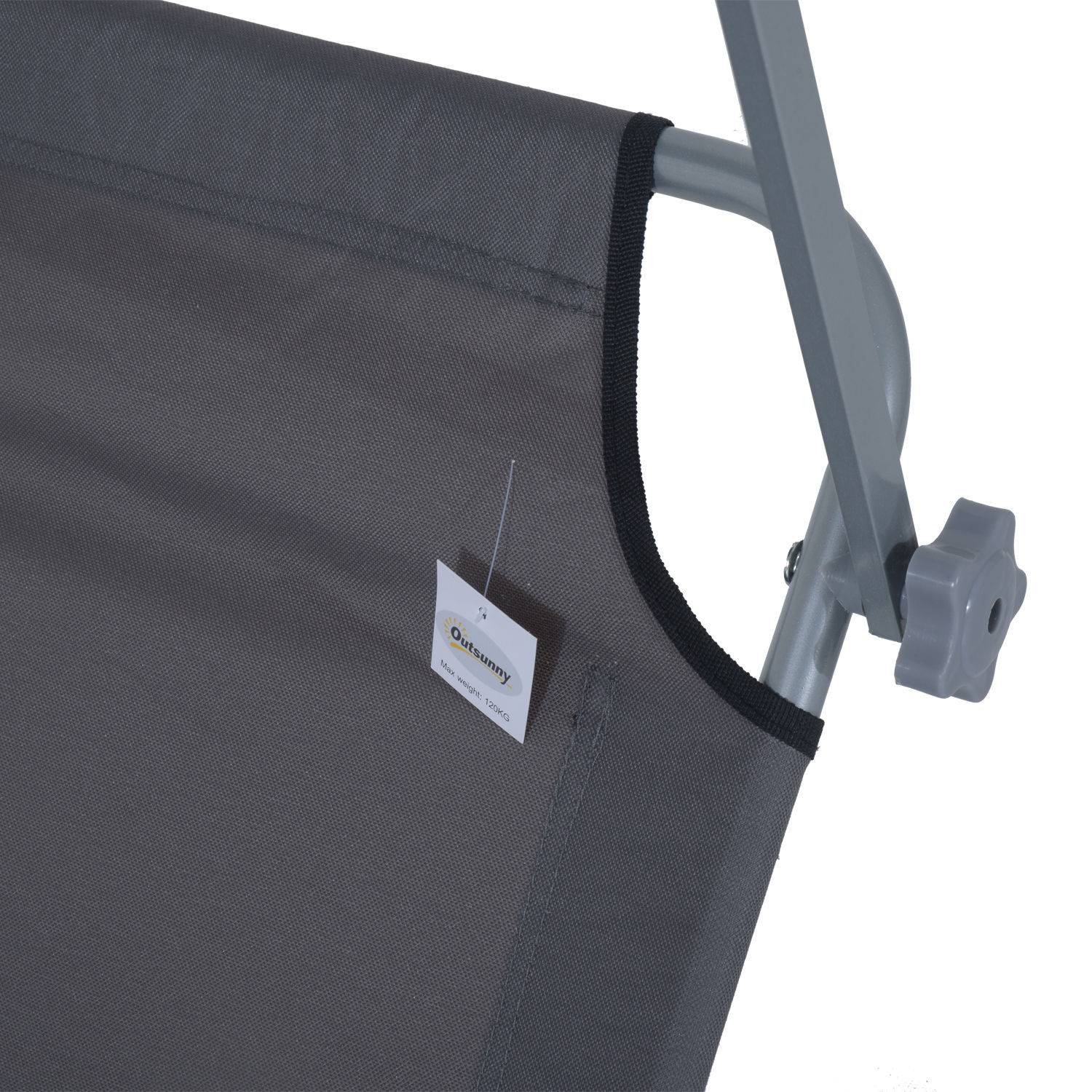 Transat jardin pliable avec pare-soleil, dossier 4 positions, charge 120kg, jardin/balcon/piscine, gris - Image 10