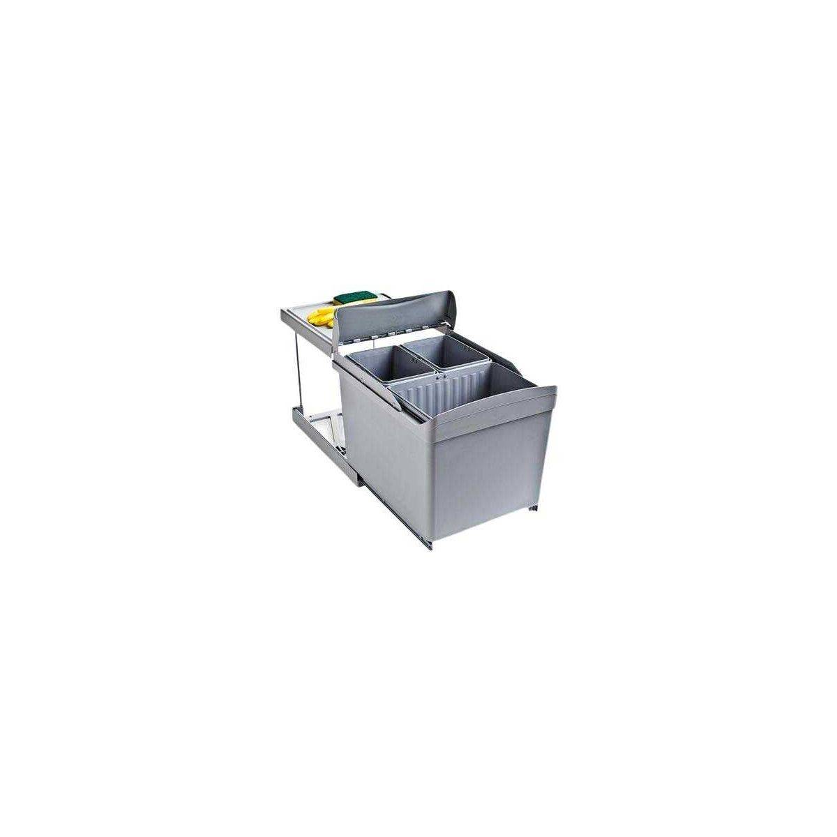 Emuca - Poubelle de recyclage extraction automatique 3 conteneurs - Image 1