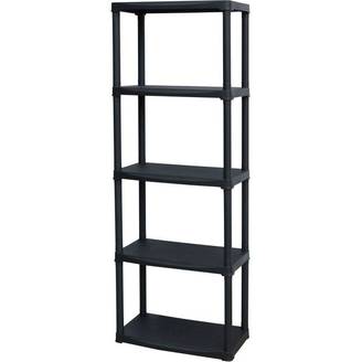 Étagère de rangement plastique 5 tablettes noires ETA 635, 60 x 30 x 176 cm - TOOD