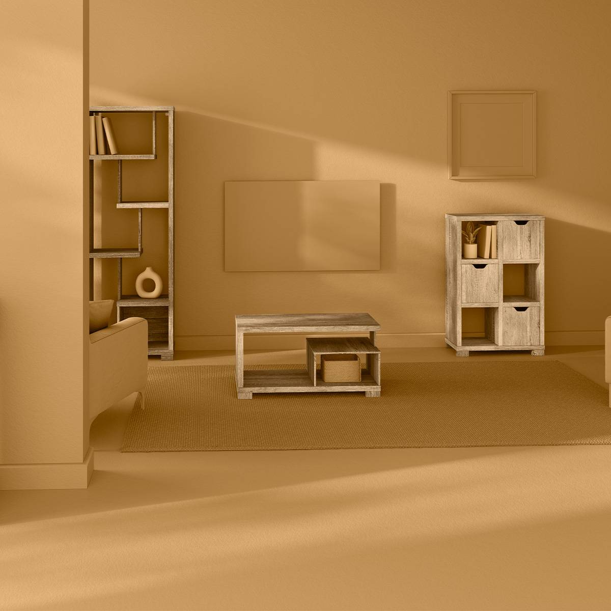 Atmosphera - Buffet 3 portes "Bivoak" effet chêne naturel - Atmosphera Créateur d'intérieur - Image 1