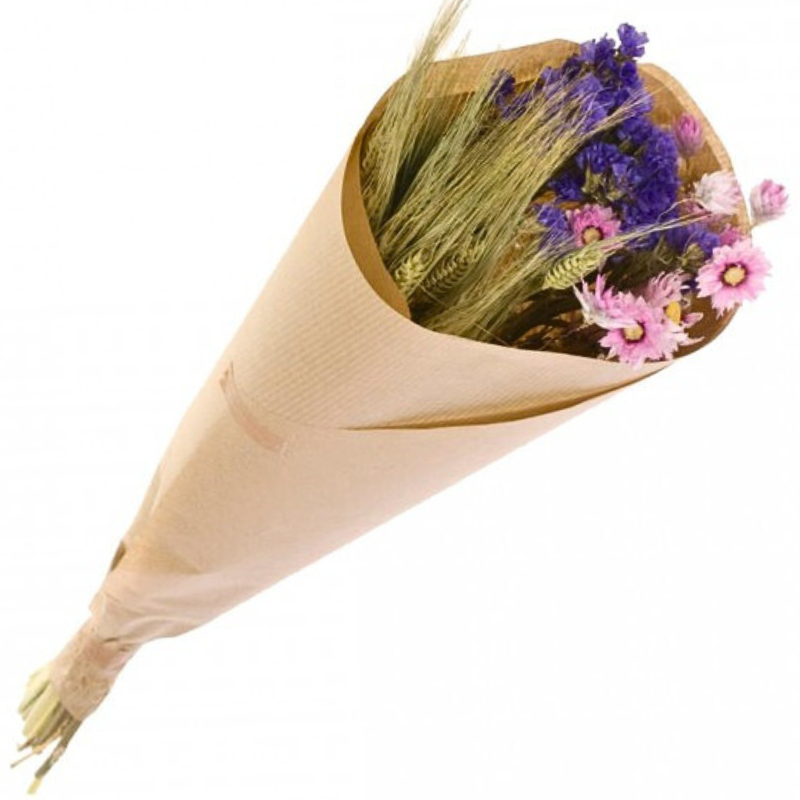 Naturalys - Mini bouquet Fleur Séchée Bleues Roses 50 cm - Naturalys