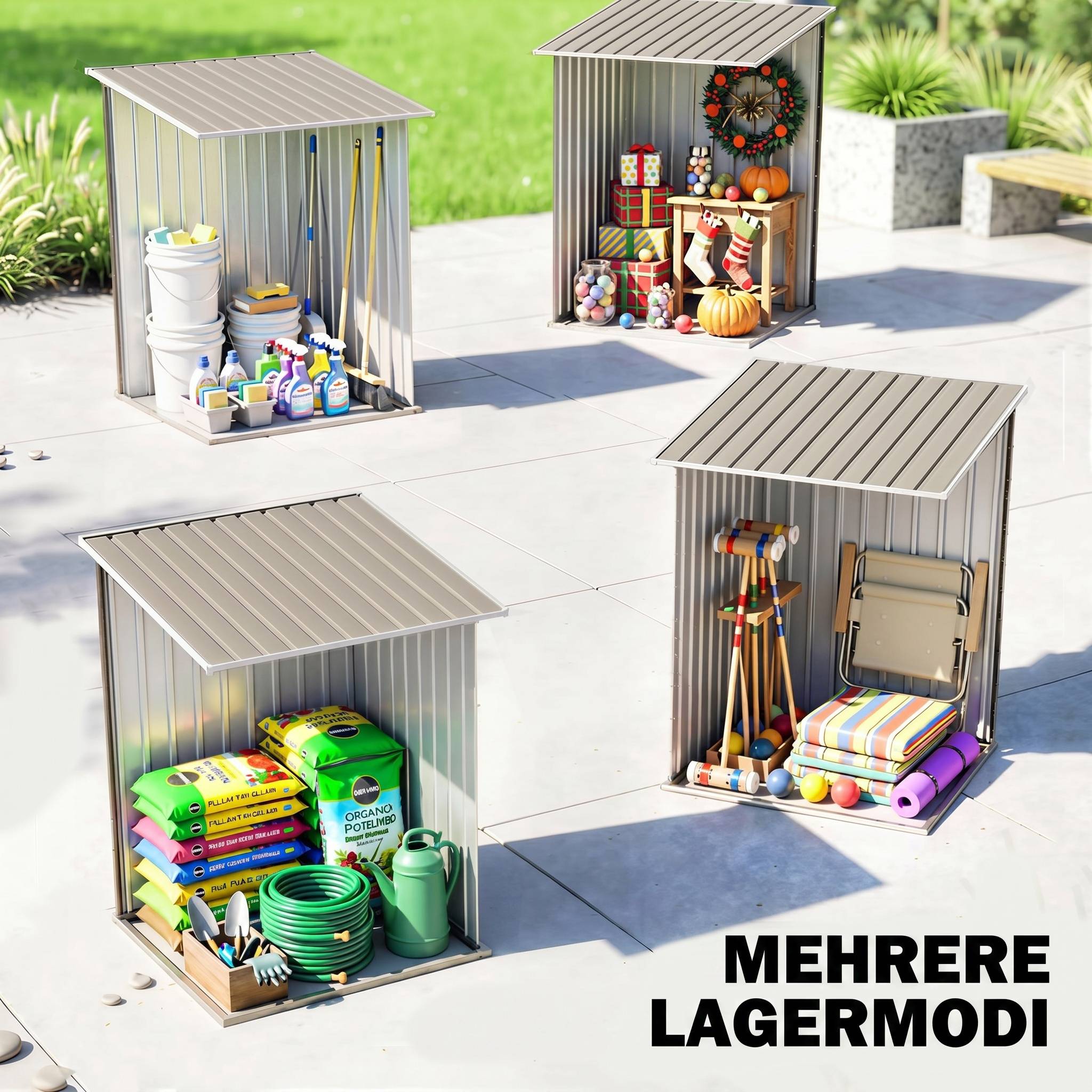 Sans Marque - Abri de Jardin 1m² - Remise pour Outils - cabanon Porte verrouillable - dim. 1L x 1,03l x 1,6H m - tôle d'acier ondulée - Image 9