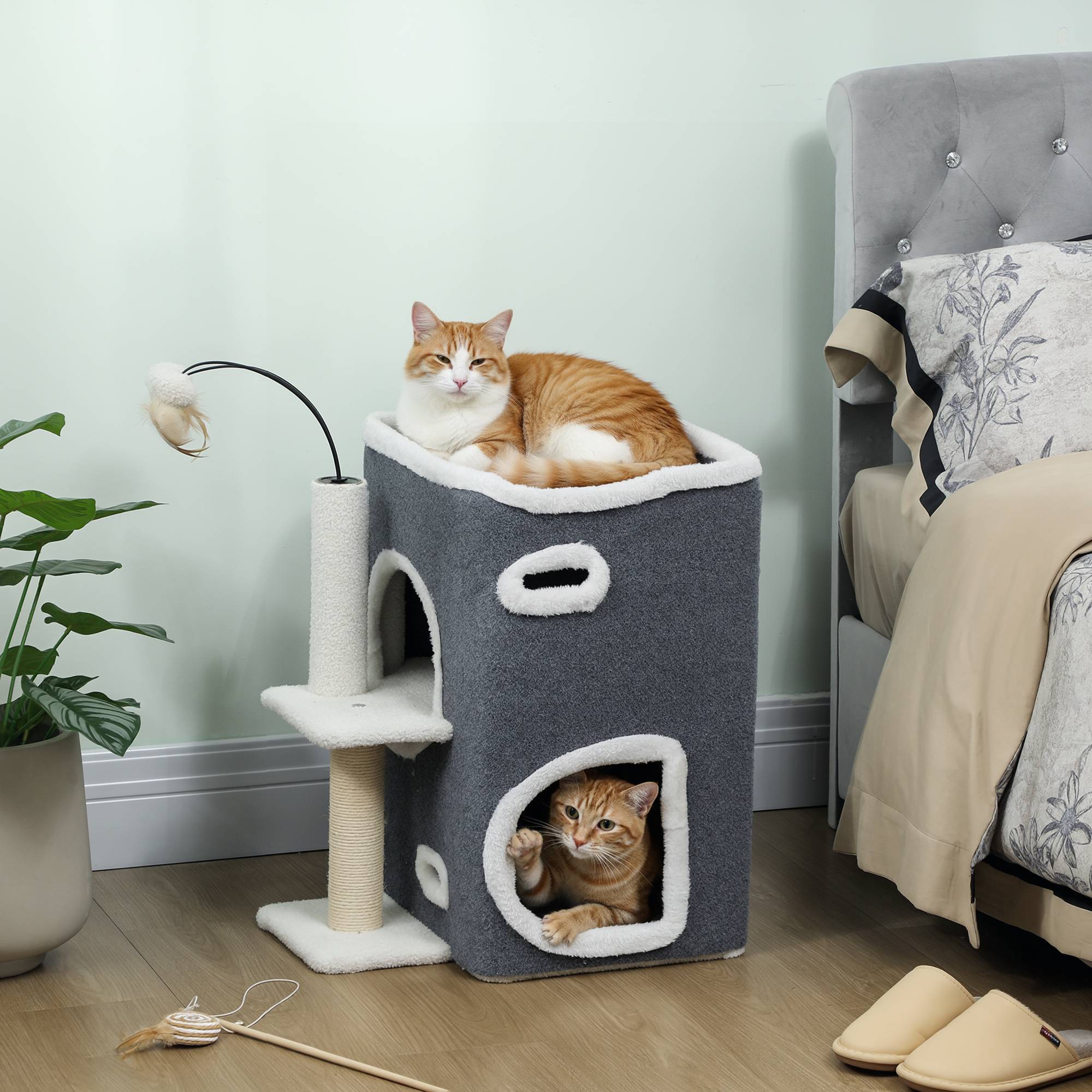 Arbre à chat sisal et peluche gris 48.5 x 43 x 58 cm - PANGIVO - Image 3