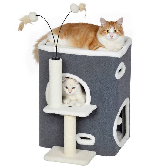 Arbre à chat sisal et peluche gris 48.5 x 43 x 58 cm - PANGIVO - Image 1