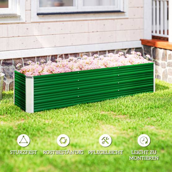 Grand potager surélevé Acier Jardin Extérieur 3 Compartiments 183x47x40cm Vert - ComfortXL Outdoor Living - Image 8