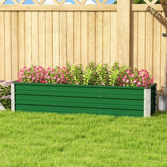 Grand potager surélevé Acier Jardin Extérieur 3 Compartiments 183x47x40cm Vert - ComfortXL Outdoor Living - Image 10