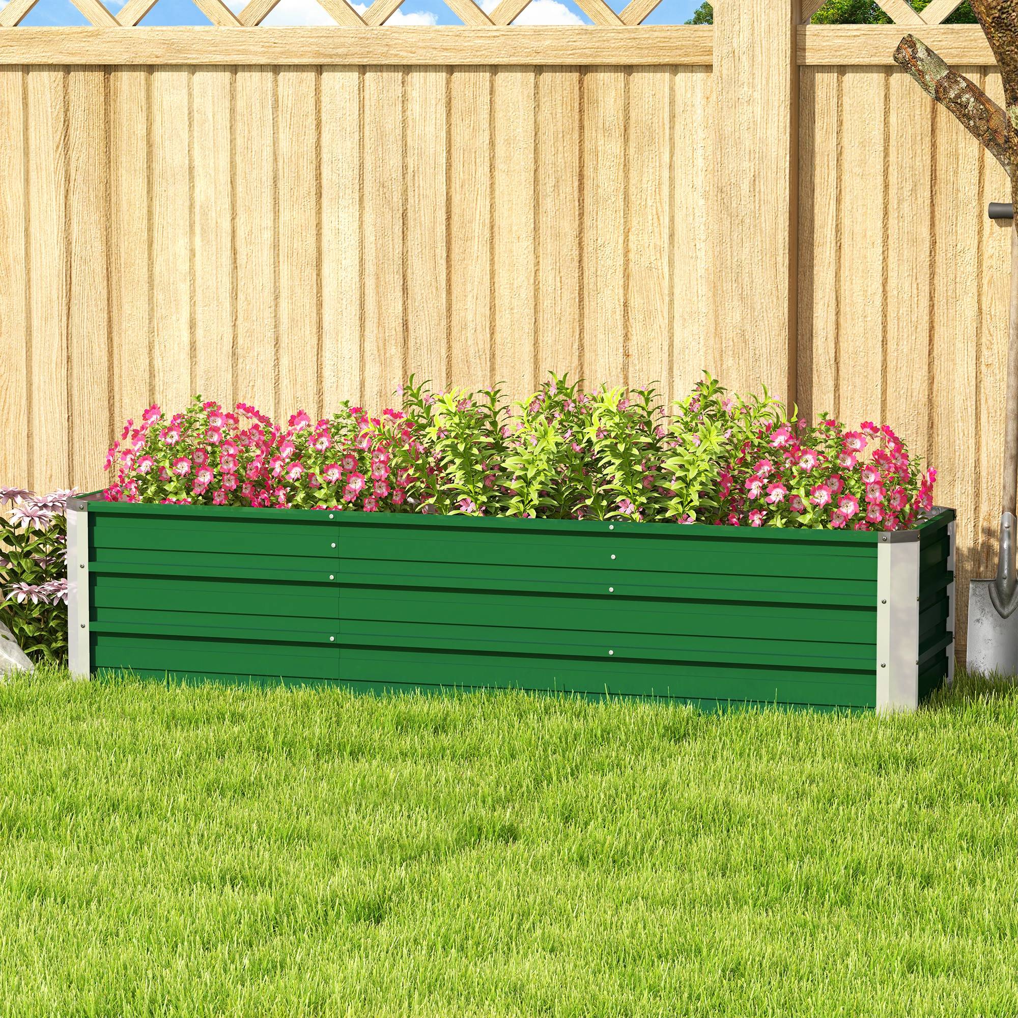 Grand potager surélevé Acier Jardin Extérieur 3 Compartiments 183x47x40cm Vert - ComfortXL Outdoor Living - Image 10