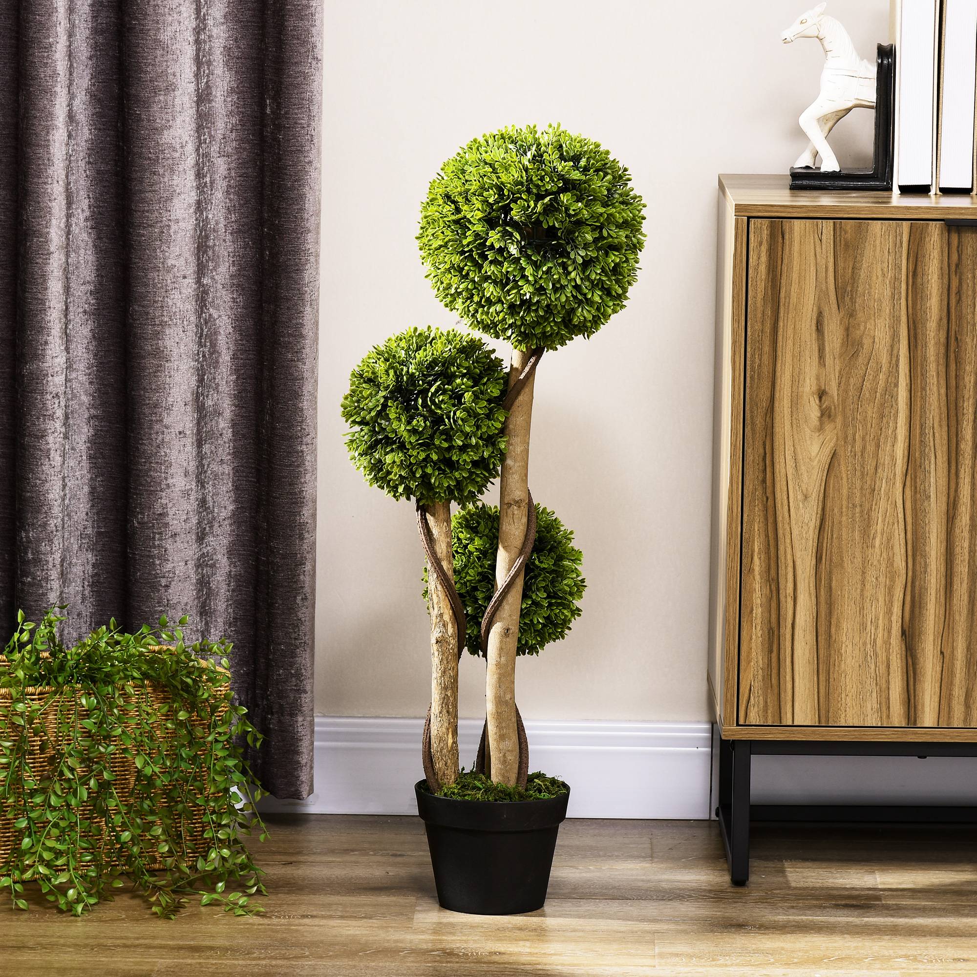 Buis artificiel, plante artificielle aspect réaliste, extérieur, vert+noir - Image 10