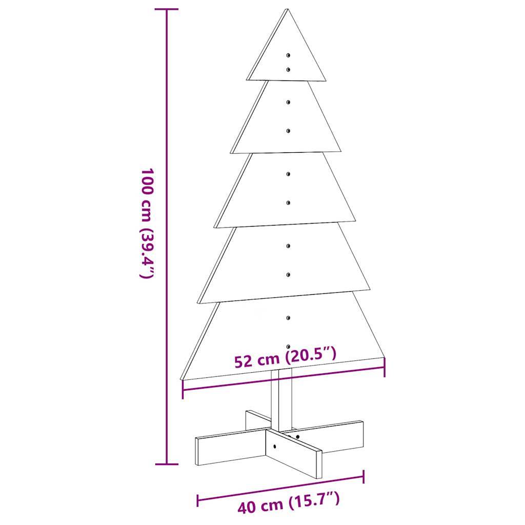 Sapin de Noël en Bois Pin Massif Décoration Intérieure 100 cm Blanc – ComfortXL Outdoor Living - Image 8