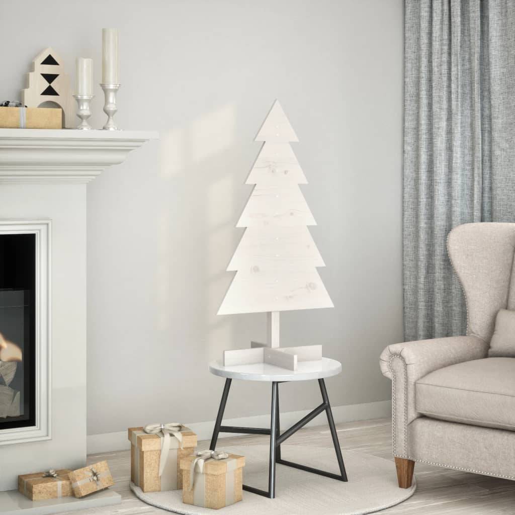 Sapin de Noël en Bois Pin Massif Décoration Intérieure 100 cm Blanc – ComfortXL Outdoor Living - Image 1