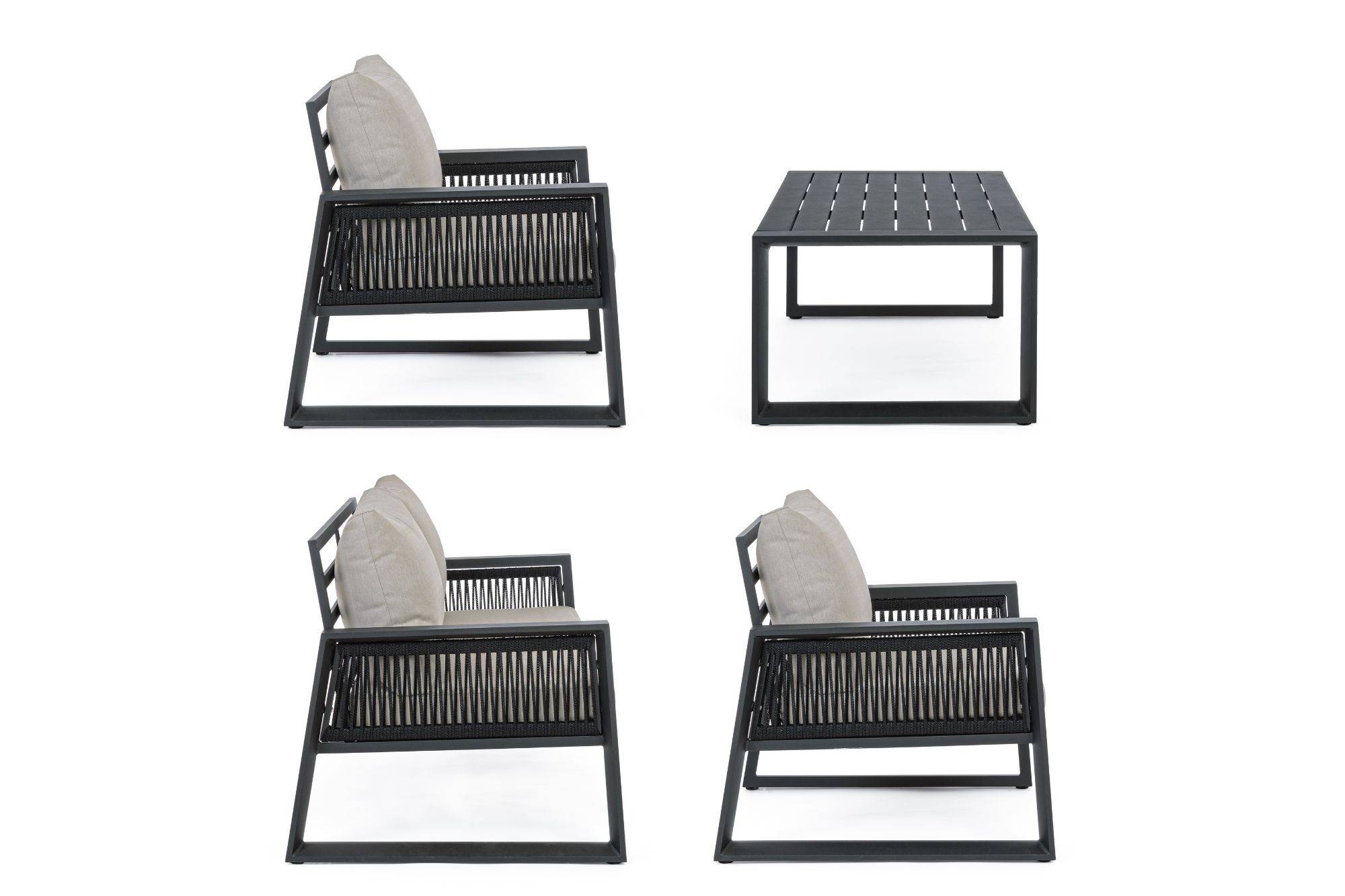 Autre - Salon de jardin 4 places et table basse (set de 4) - QUIBERON - Image 10