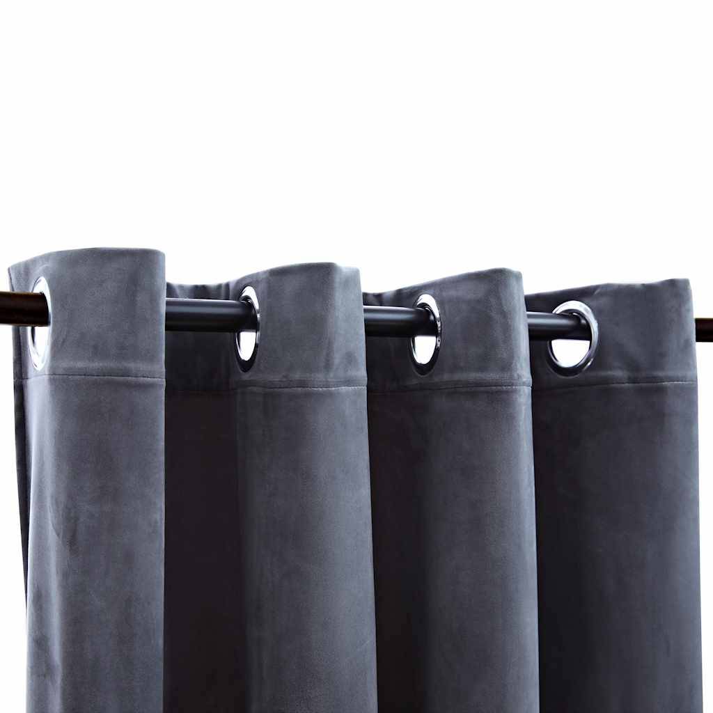 Rideaux occultants - Panneaux de rideau et anneaux 2pcs Velours Anthracite 140x245cm - Image 3