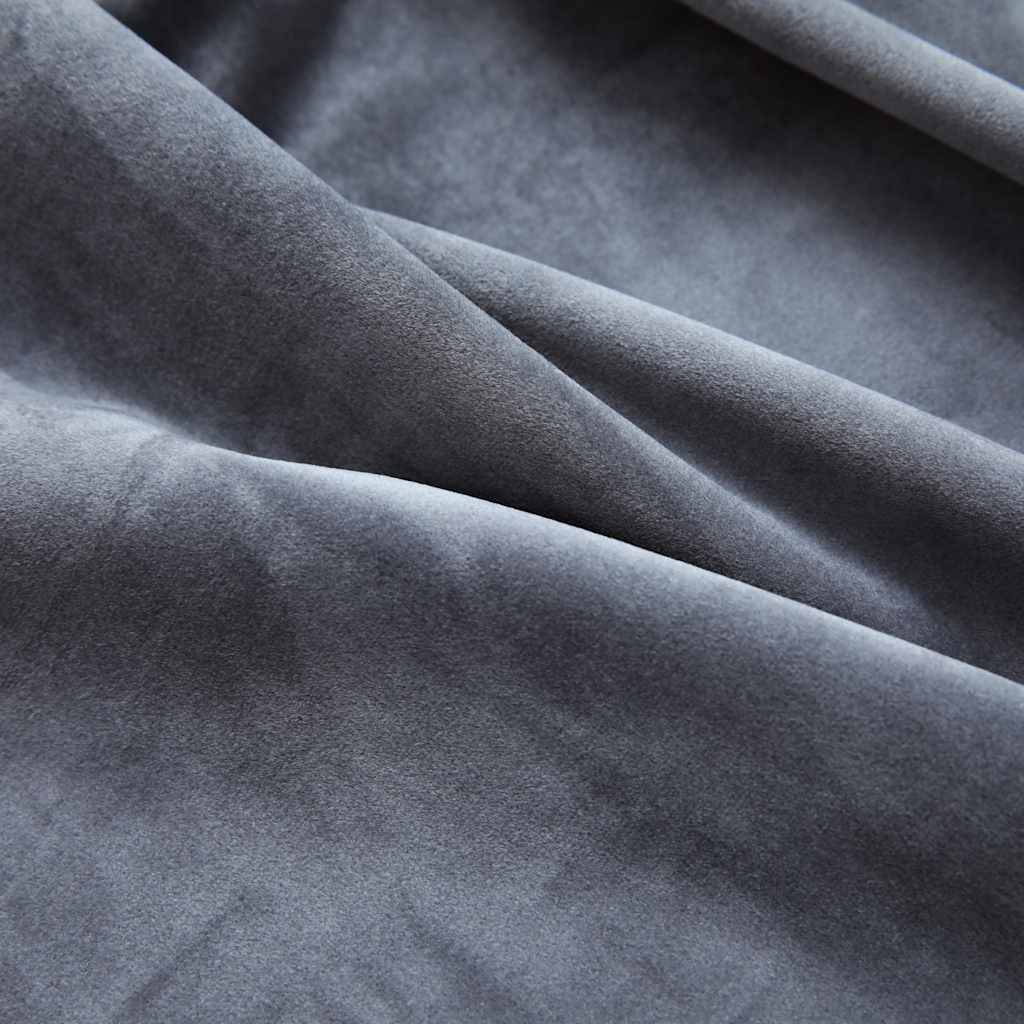 Rideaux occultants - Panneaux de rideau et anneaux 2pcs Velours Anthracite 140x245cm - Image 4