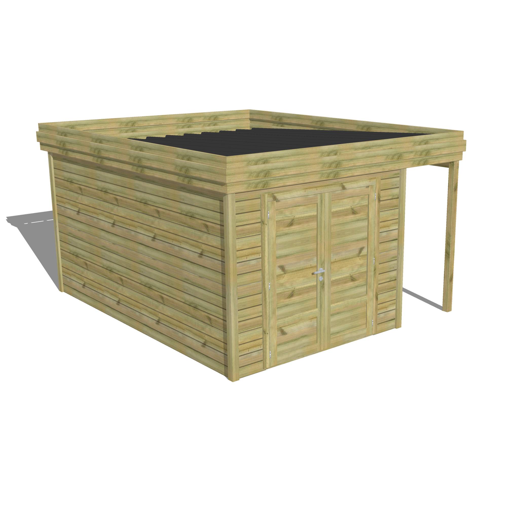 ABRI DE JARDIN bois  autoclave 27mm - 3,64x4,34m / 16m2 - Bac acier - Abri Français - Image 1
