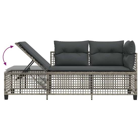 Salon de jardin d'angle avec coussins 3 pcs | Mobilier d'extérieur gris résine tressée Maison Chic - Image 10
