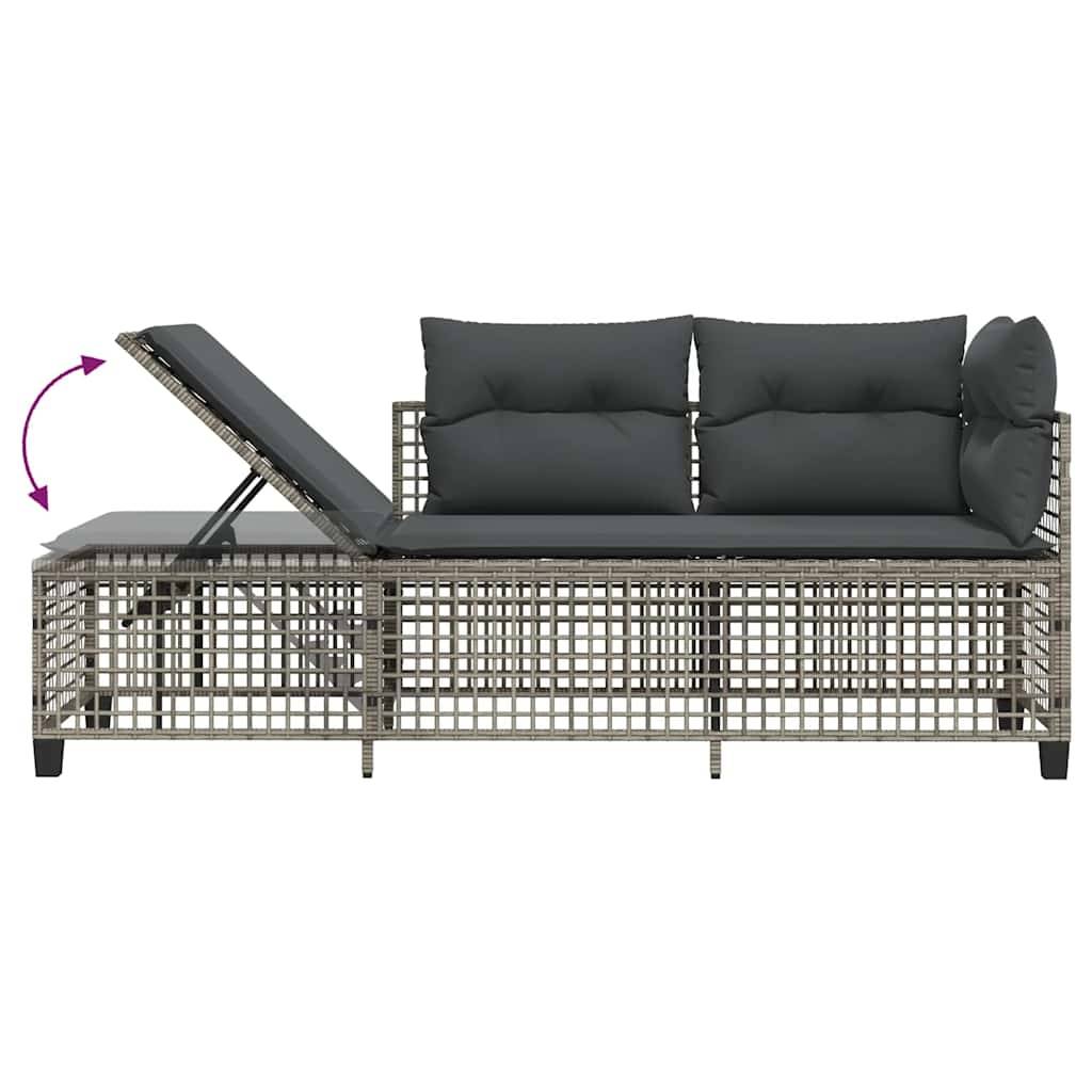 Salon de jardin d'angle avec coussins 3 pcs | Mobilier d'extérieur gris résine tressée Maison Chic - Image 10