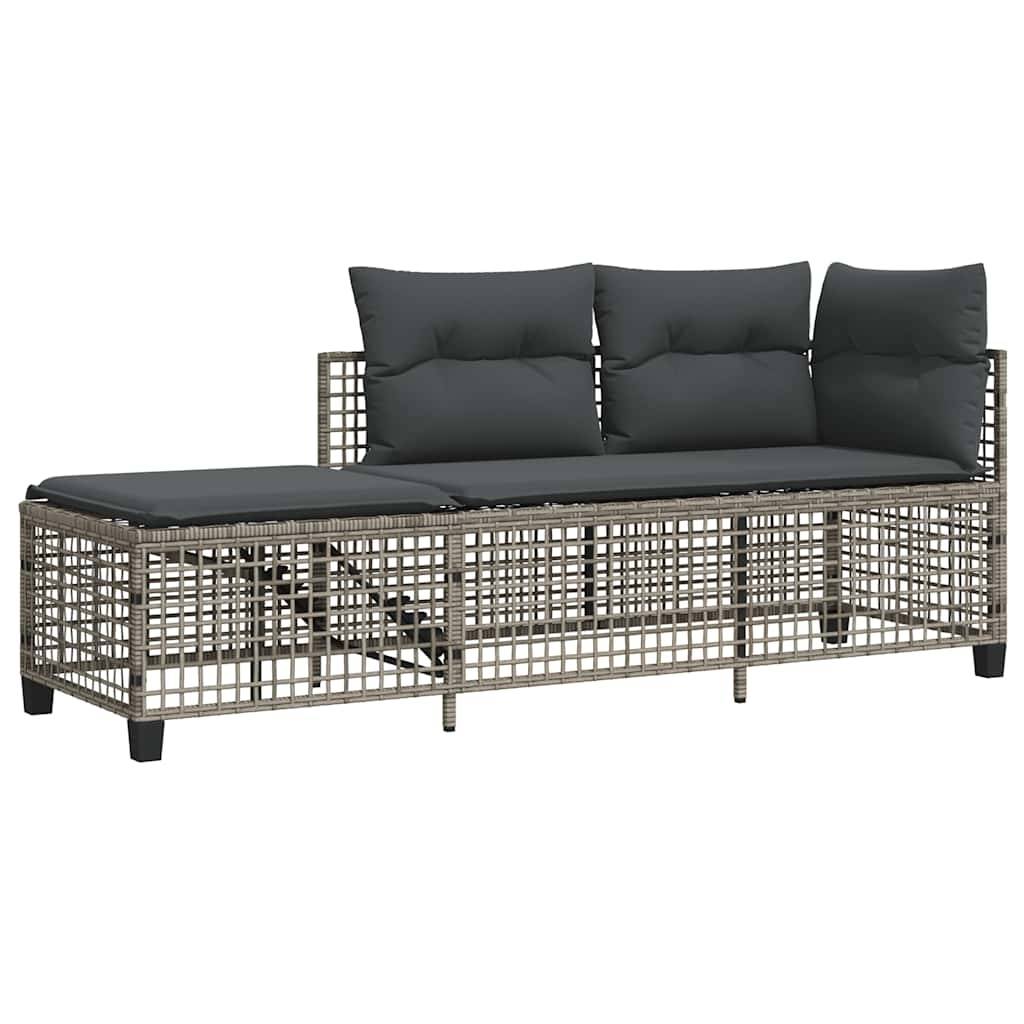 Salon de jardin d'angle avec coussins 3 pcs | Mobilier d'extérieur gris résine tressée Maison Chic - Image 4