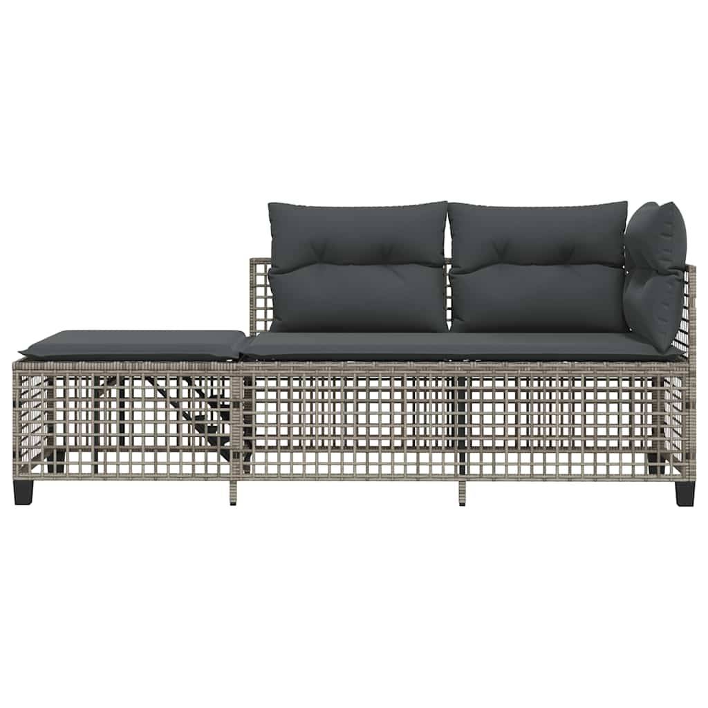 Salon de jardin d'angle avec coussins 3 pcs | Mobilier d'extérieur gris résine tressée Maison Chic - Image 5