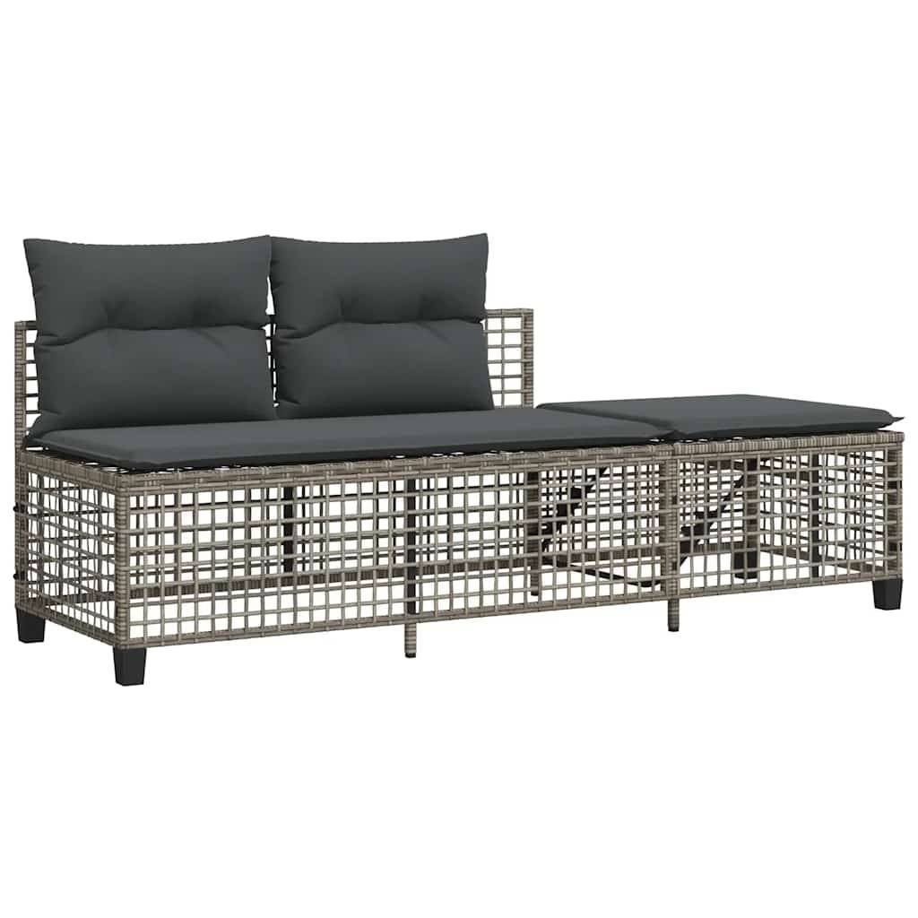 Salon de jardin d'angle avec coussins 3 pcs | Mobilier d'extérieur gris résine tressée Maison Chic - Image 6