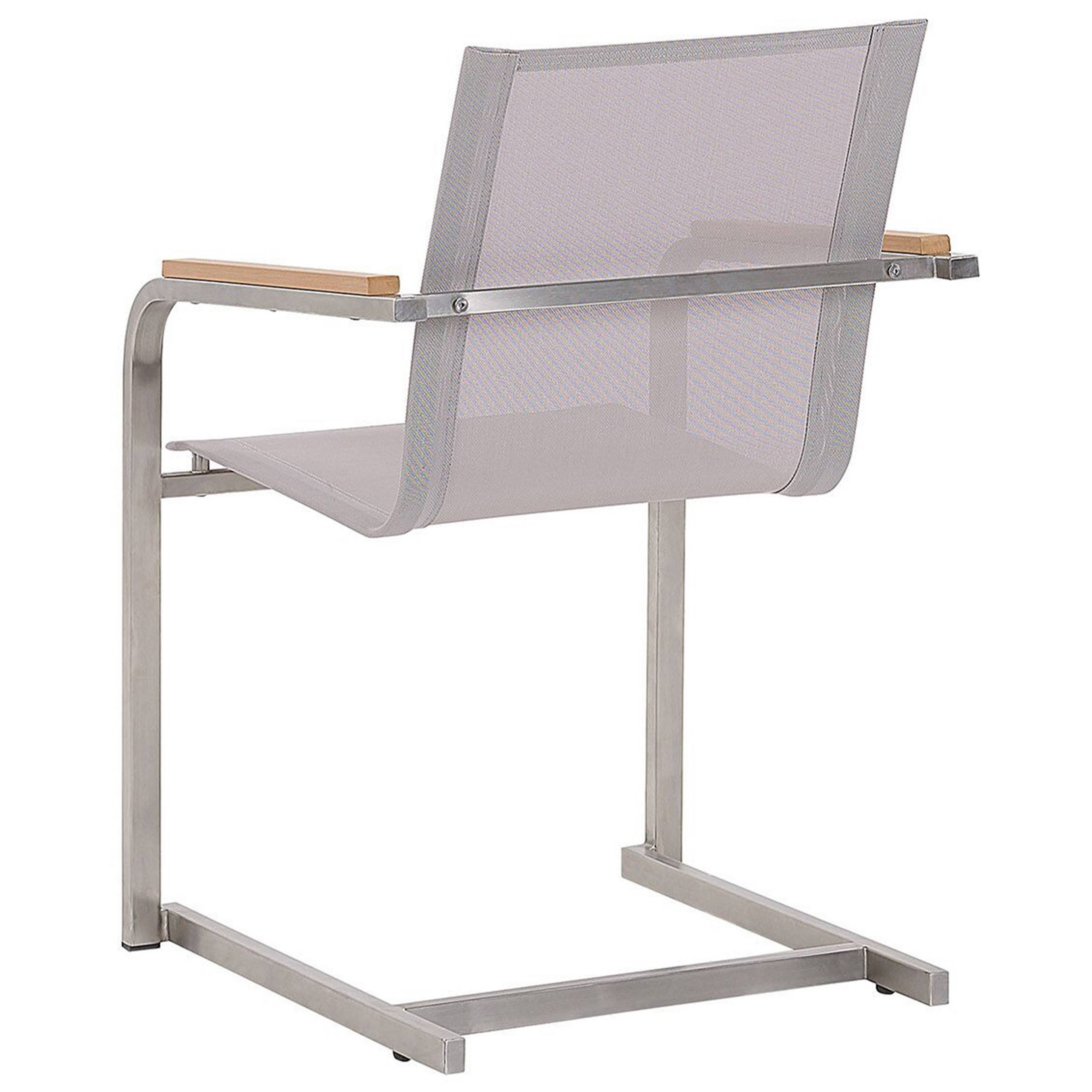 Beliani - Lot de 6 Chaises de Jardin en Porte-à-faux en Acier Inox et Textile Beige Design Moderne Très Tendance pour Terrasse Balcon ou Patio Beliani - Image 6