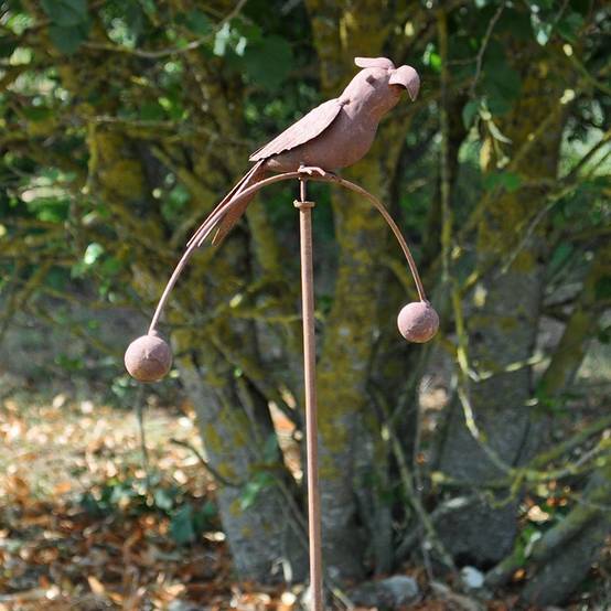 La Grande Prairie - Tuteur de Jardin Balancier Perruche en Métal 36x15x112cm - Image 1