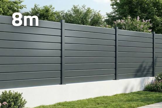 Casanoov Clôture Aluminium Persienne 8m VANO H.150 cm gris - Image 1
