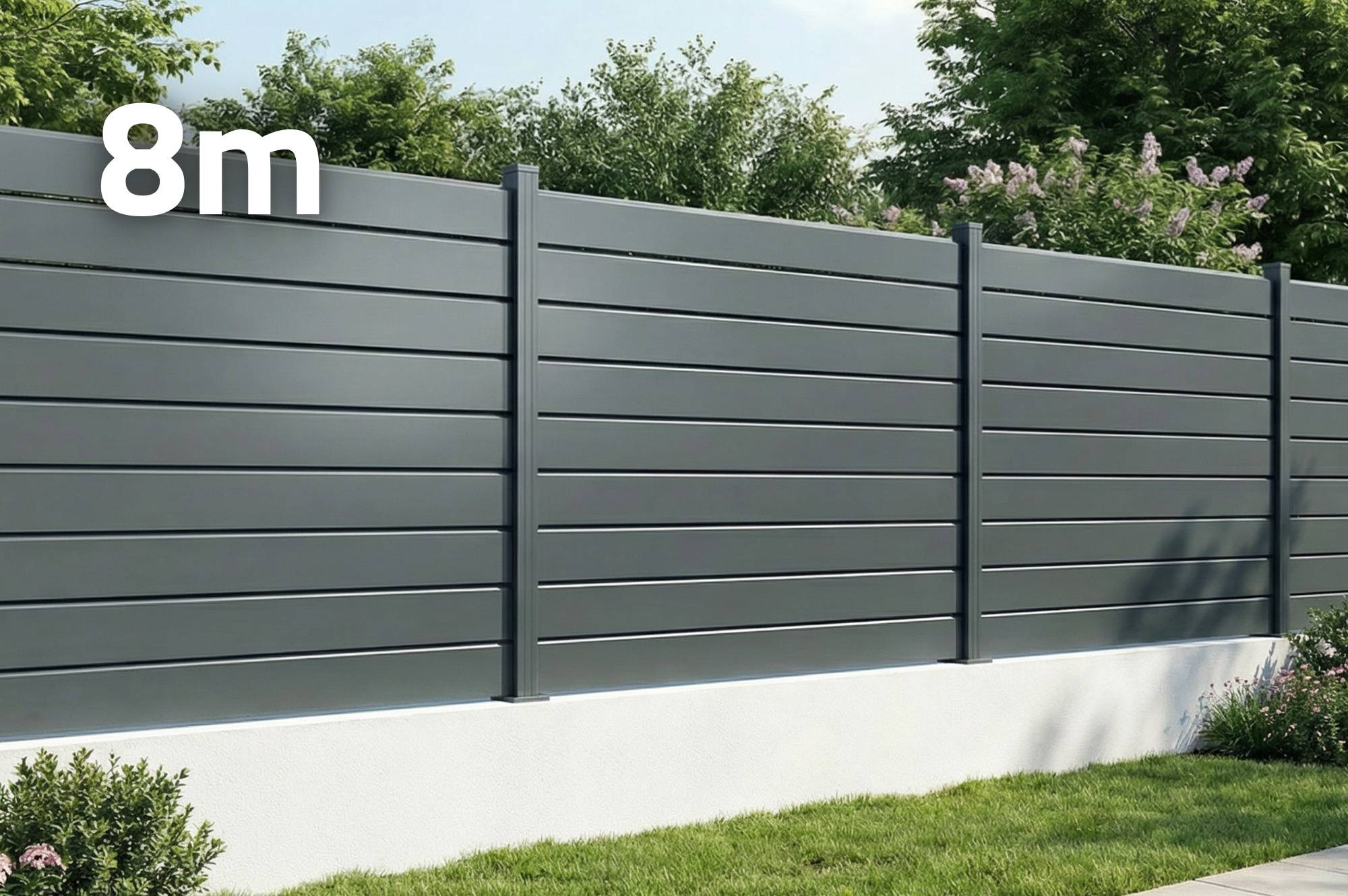 Casanoov Clôture Aluminium Persienne 8m VANO H.150 cm gris - Image 1