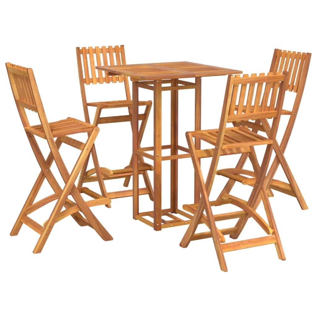 Helloshop26 - Ensemble de bar d'extérieur 5 pièces bois d'acacia massif - Image 1