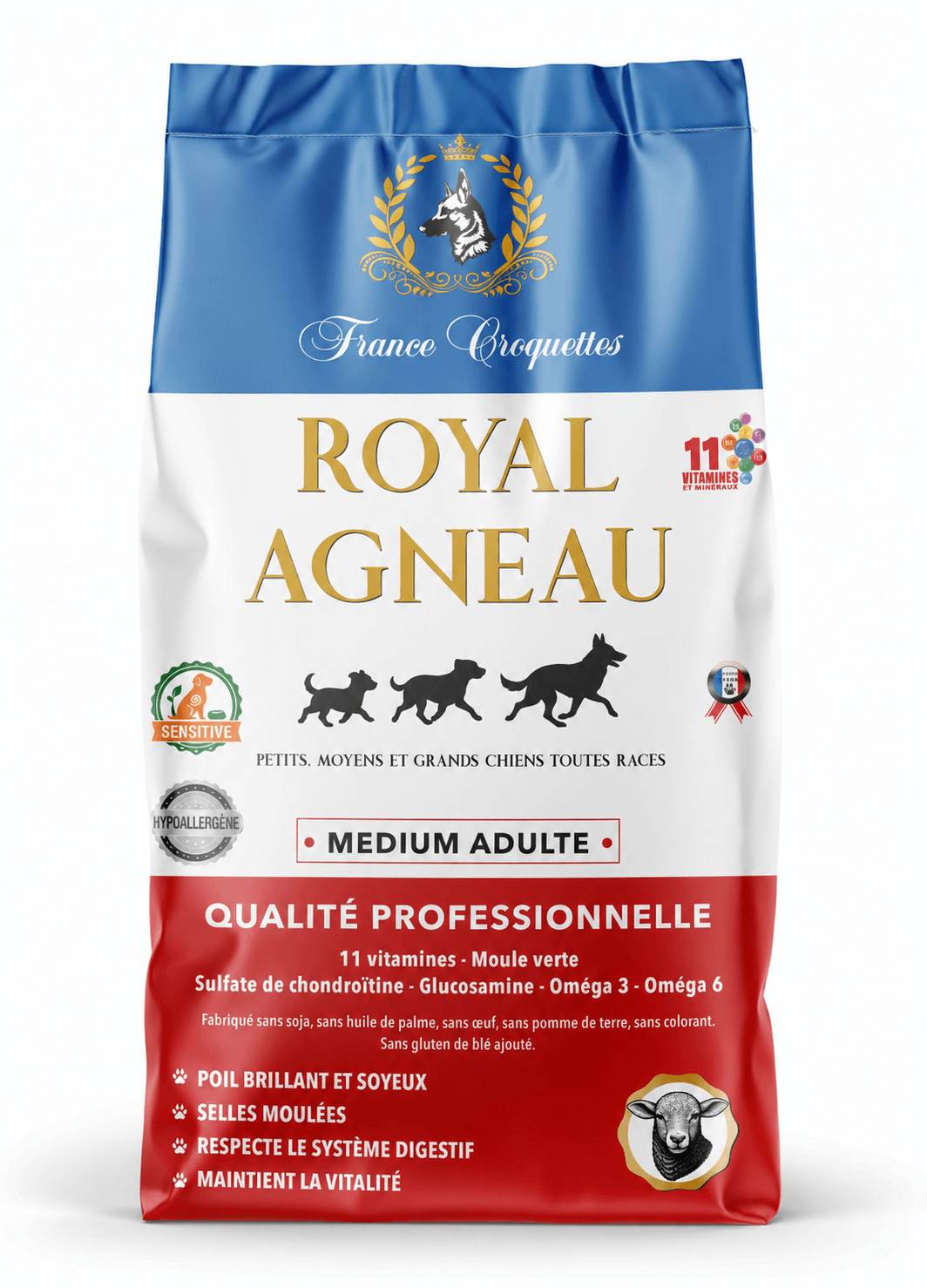 France Croquettes - France Croquettes Croquettes pour chien adulte Royal Agneau Medium - 4 kg - Image 2
